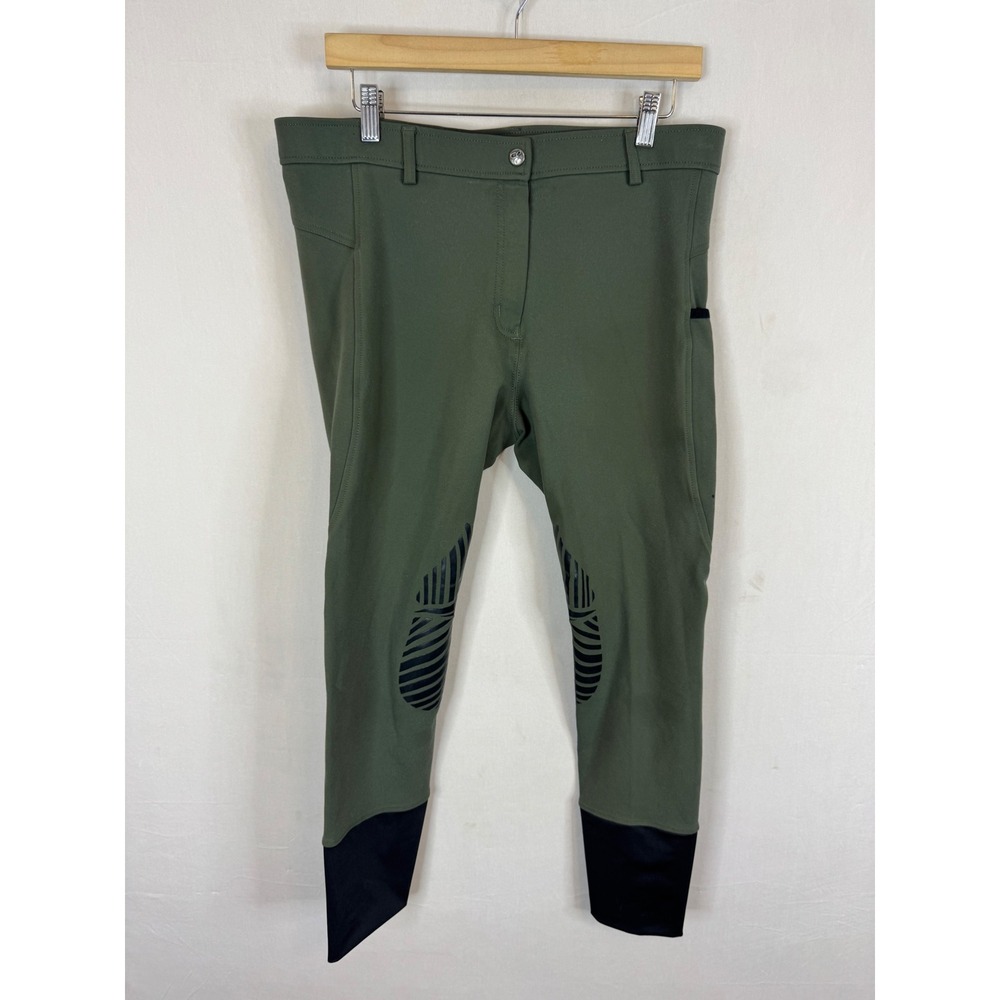 Elation Red Label Sport Equestrian Breeches Olive Green Silicone Full Seat‎ 36R